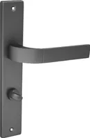 DOMINO Türgriff 78 Drückergarnitur WC - Badezimmer Set | Links & Rechts Türbeschlag für WC/Badezimmertüren | L-Form | Türbeschläge aus Aluminium | Titan Türdrückergarnitur   FOKUS M8