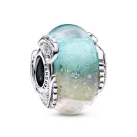 Pandora 792577C00 Charm Mehrfarbiges Murano-Glas & Geschwungene Feder Silber