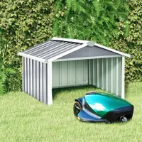 Hommie Rasenmäher Garage 92x97x63 cm Verzinkter Stahl Grau