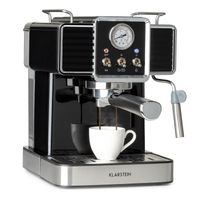 Klarstein Gusto Classico Espressomaker Espressomaschine Siebträgermaschine , 1350 Watt , 20 Bar Druck , Volumen Wassertank: 1,5 Liter , abnehmbares Tropfgitter aus Edelstahl , bewegliche Aufschäumdüse , schwarz