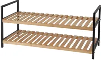 Schuhregal, 2 Ebenen, aus Bambus und Metallgestell, 70 x 30 x 32 cm