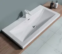 doporro Waschbecken Einbauwaschbecken aus mineralguss in weiß |BTH: 100x48x13 cm| Waschtisch Waschplatz| Col01