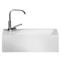 Gäste WC Waschbecken SOHO aus Mineralguss für Wandmontage oder als Aufsatzwaschbecken mit Hahnloch, Ausführung:Hahnloch Rechts