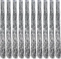 Oblique Unique 10x Lametta Weihnachten Fasching Karneval Party Feier Silberhochzeit Deko - silber
