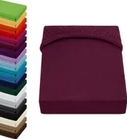 JERSEY Spannbettlaken 90x200-100x200cm Spannbetttuch 100% Baumwolle, Farbe: Bordeaux