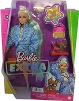 Bábika Barbie Extra so svetlomodrou sukňou a bundou (blondínka)