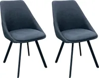 byLIVING Esszimmerstuhl 2er Set JASPER / Vintage Mikrofaser anthrazit / Gestell Metall schwarz matt / Sitzschale 360° drehbar / Esszimmerstuhl / B 55, H 83, T 59 cm