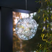 esotec Solar Deko-Drahtkugel ⌀ 25 cm kaltweiß mit 50 LEDs wetterfest IP44 102112