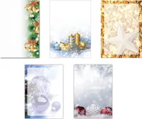 5 x 5 Blatt Motivpapier Briefpapier Mix DIN A4 Weihnachtskugeln Sterne Kristalle (Weihnachten-5230)