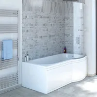 Raumspar Badewanne Skali mit Duschzone 167,5x85/75cm rechts weiß Komplett-Set