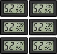 6 Stück Mini LCD Digital Thermometer, Digital Thermometer Hygrometer, Thermometer Innen Schwarz