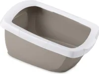 Katzentoilette Katzenklo Schalentoilette mit abnehmbarem Rand weiss-grau 65 x 47 x 33 cm