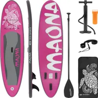 ECD Germany Nafukovací prkno Stand Up Paddle Board Maona, 308x78x10 cm, růžová barva, PVC, do 120 kg, příslušenství s pumpou, taška na přenášení