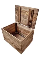 Holzkiste mit Deckel, Holzbox, Kiste mit Deckel, Geflammt 39x29x25cm, kisten zur Aufbewahrung