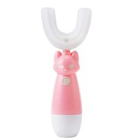 Elektrische Kinderzahnbürste, U-förmige automatische Ultraschallzahnbürste wasserdicht, bestes Geschenk für Kinder von 3-7 Jahren (großer Bürstenkopf, rosa)
