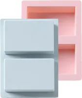 CANDeal 2 Stück Seifen-Silikonformen 2 Hohlräume Quadratische Backform Für Seifenkerzen Und Gelee