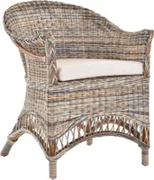 KRINES HOME  Rattansessel Landhaus Flechtsessel aus Natur-Rattan Rattan Sessel Korbsessel Wintergarten (Mehrfarbig, mit Polster)