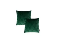 2er Set Nobless Kissenhüllen Magma ca.  50x50 cm samtig weich kuschelig einfarbig Rautenmuster Doppelpack - grün