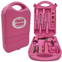 Werkzeug Set für Frauen - 28-teiliges Set - Werkzeugkoffer Frauenpower in Pink mit Hammer, Schraubenschlüssel, Zange, Maßband, Wasserwaage