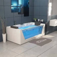 Luxus LED Whirlpool Badewanne SET 180x88 cm +Heizung +Hydrojet+Ozon 2025