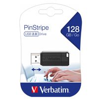 Verbatim PinStripe USB Drive - USB-Flash-Laufwerk - 128 GB - USB 2.0 - Schwarz