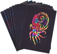 Kratzbilder Set für Kinder,Kratzpapier Set, 20 Große Blätter Regenbogen Kratzpapier zum Zeichnen und Basteln