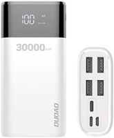 Powerbanka 30000mAh Extrémně vysoká kapacita, externí baterie se 4 výstupy USB, rychlé nabíjení max. 4 A, baterie s LED displejem Externí nabíječka kompatibilní s mobilním telefonem, tabletem, smartphonem v bílé barvě