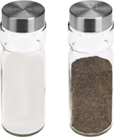 Gewürzstreuer Salzstreuer + Pfefferstreuer aus GLAS Gewürzdosen mit gelöcherten Deckeln schlichtes Design 2ER SET