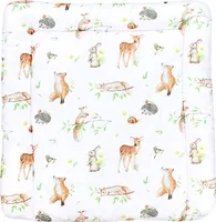 TupTam Baby Wickeltischauflage mit Baumwollbezug Gemustert, Farbe: Waldtiere/ Igel/ Reh/ Fuchs/ Kaninchen/ Beige, Größe: 70 x 60 cm