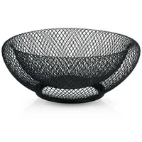Intirilife Obstkorb aus Metall in Schwarz - Modische runde Obstschale Dekoschale doppelwandig für Obst, Gemüse u.v.m.
