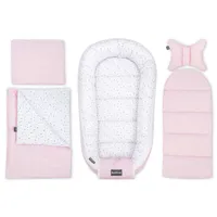 Bellochi 5 Baby Mazbané hnízdo - vyrobená ze 100% bavlny -  Certified - včetně Baby Cake 90x60 cm, mazlivé přikrývky, polštář, plochý polštář s kryty aurora