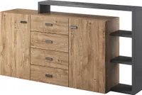 Kommode Sideboard Beistellkommode BT27 anthrazit / ribbec eiche Kommode mit 4 Schubladen Breite 180cm