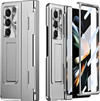 Pouzdro na Samsung Galaxy Z Fold 5 luxusní galvanizované pouzdro se stojánkem, s ochranou displeje a objektivu Stříbro
