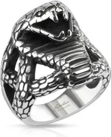 Cobra Ring Schlange Edelstahl Massiv Biker Gothic silber Herren Männer silber 70 - Ø 22,20 mm
