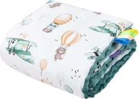 Balloon Travel & Emerald Minky JUKKI Babydecke PLÜSCH Kinderwagen Neugeborene Decke 55x75cm
