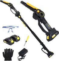 2-in-1 Akku-Stangensäge & Mini-Kettensäge, bürstenlose Elektro-Kettensäge mit 2 x 2.0Ah Akku, 4.9-7.5ft verstellbare Stangensäge für Baumbeschneidung
