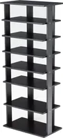 Predsieňový botník, 7 úrovní, stojan na 7/14 topánok, vyrobený z dreva, úzky a kompaktný pre úsporu miesta, 2 veľkosti 27,5 x 26,5 x 110 cm a 45 x 25 x 110 cm (čierna, L)