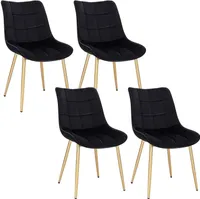 EUGAD Esszimmerstühle 4er Set, Polsterstuhl, Samt, Gold Beine, Schwarz