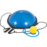 GORILLA SPORTS® Balance Ball - Anti-Rutsch, Ø52 cm, mit Widerstandsbändern, bis 300 kg belastbar,  inkl. Handpumpe, Blau/Schwarz - Trainer Ball, Gymnastikball, Yoga, Balancetrainer