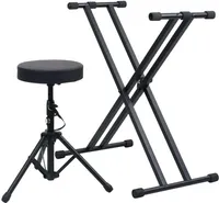 vidaXL Sada stojanu a stoličky pro klávesnici Double Strut Black