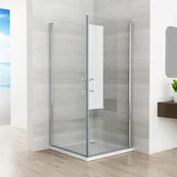 Duschkabine 80x80x195 cm Dusche Duschwand 180° Schwingtür Eckeinstieg 6mm NANO Glas