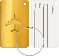 Reise Kofferanhänger Namensschild Gepäck Anhänger Schild Urlaub Flugzeug Trolley, Gold