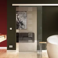 Germany SoftClose Schiebetür aus Glas 900x2050 mm  Rekursiv-Design (R) Sadora® EasySlide-System komplett Laufschiene und Muschelgriffen für Innenbereich  ESG-Sicherheitsglas