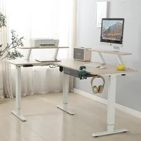 Hilodesk Elektryczne biurko stojące 160x120cm L-form regulowana wysokość, biurko kolor drewna