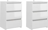 vidaXL Nachttische 2 Stk. Hochglanz-Weiß 40x35x62,5 cm Holzwerkstoff