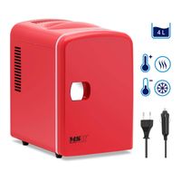 MSW Mini chladnička 12 V / 230 V - spotřebič 2 v 1 s funkcí udržování teploty - 4 l - červená