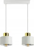 LUXOLAR - Led Deckenleuchte 2-flammig - Deckenlampe Weiß-Gold E27 60W - Hängelampe für Wohnzimmer, Küchen - Weiß Glas