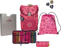 DerDieDas ErgoFlex Easy Superflash Neon Schulranzenset 5-teilig Neon Star neonpink