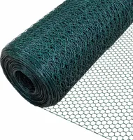 VOUNOT Drahtzaun Sechskantgeflecht, Maschendrahtzaun, 1x25m, Maschenweite 25mm, PVC-Beschichtet Grün