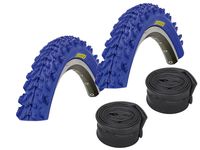 Velo.Set 2 x Kenda K-829 Fahrrad Reifen // 50-559 (26×1,95') Blau + Schläuche, Variante:AV-Schläuche (Continental), Ausführung:Blau